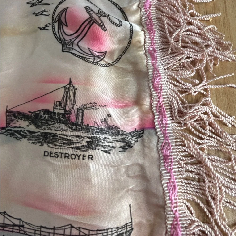 Antique Pillow Sham Silk US Navy Sailor Mother Poem Original Military
